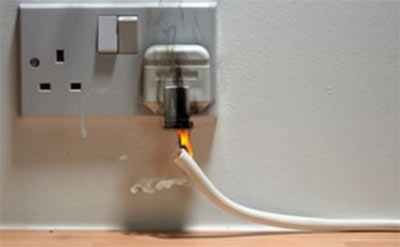 Plugs and cables can overheat and catch fire