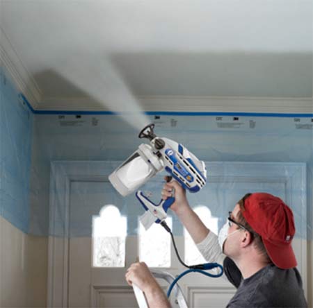 Spray painting a ceiling