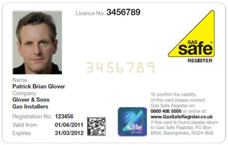 Front of GasSafe ID card