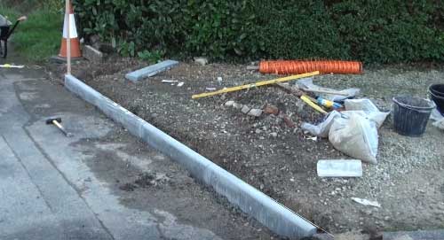 Edging stones laid in trench