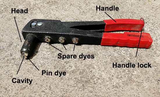 Parts of a rivet gun