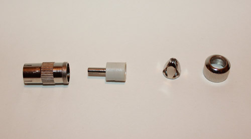 Internally threaded top and parts of connector