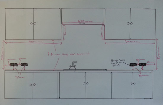 Measurement and cutting plan for acrylic splashback