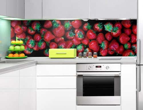 Printed acrylic splashback in kitchen