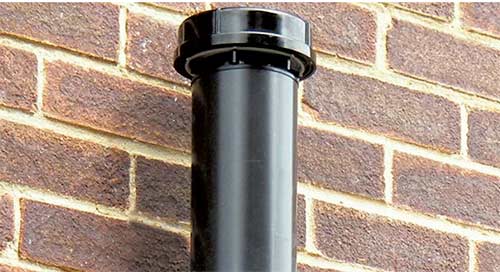 Air admittance valve installed on top of soil pipe