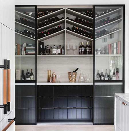 Alcove bar and wine storage area