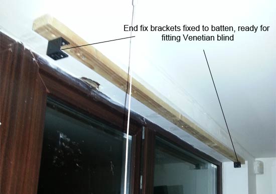 End brackets fixed and ready for Venetian blind