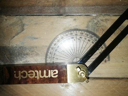 Angle measured using bevel and protractor