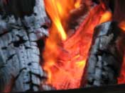 Logs burning in a fire