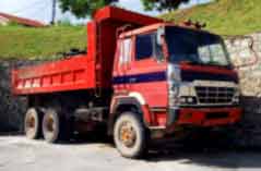 Red tipper lorry
