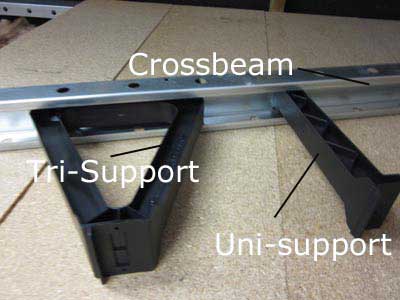 Tri supports and uni supports hold lightweight steel joist sections to provide a very solid loft floor