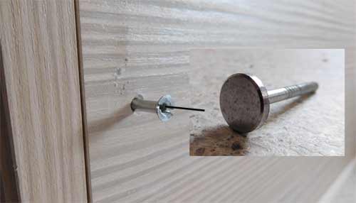 Mirror screws used for gaining access and tidying up