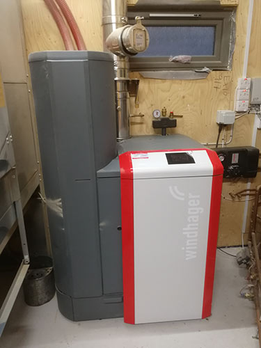 Biomass boiler used to run central heating and hot water