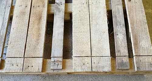 Pallet slats cut through