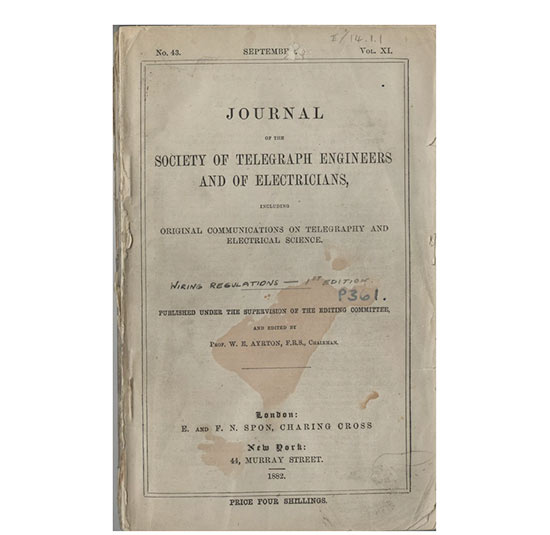 The first edition of the STEE Journal that contained the IEE Wiring Regulations