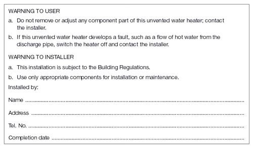 Hot water storage system marking