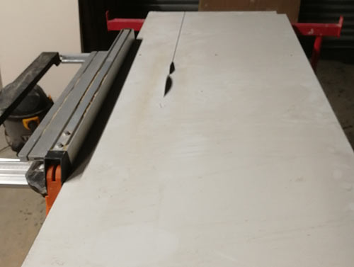 Cutting MDF sheeting down using a table saw