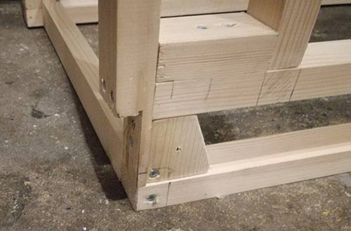 Timbers notched out to fit around skirting