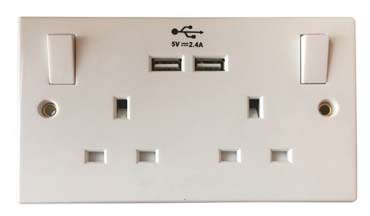 Double socket with USB outlets