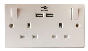 Double socket with USB outlets
