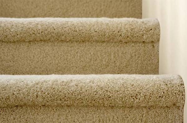 Carpet fitted to stairs using the French Cap method