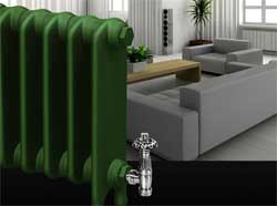 Cast iron radiator in a modern contemporary room