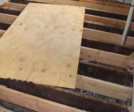 Bathroom floor removed to check floor joists