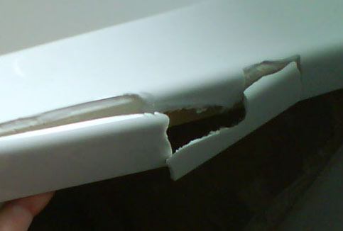 Damaged acrylic plastic bath