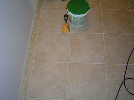 Tiled bathroom floor