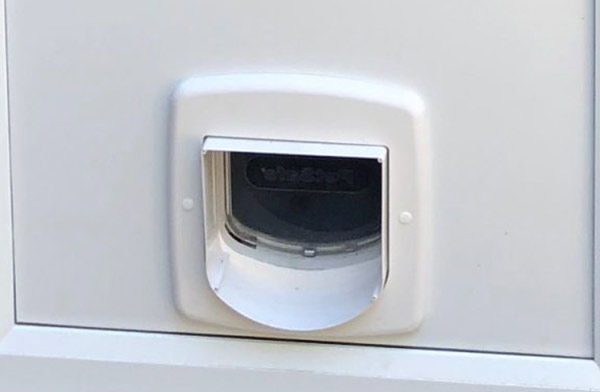 Cat flap installed in UPVC door