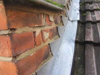 Lead flashing around chimney stack