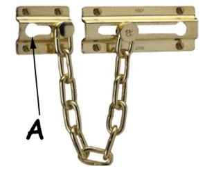 Close up of security chain frame bracket and position of the chain