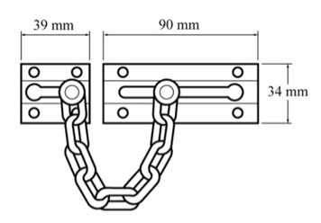 Dimensions of door lock positioned horizontally