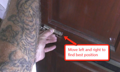 Set the position of the security door chain keep