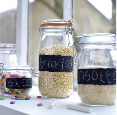 Chalkboard painted storage jars