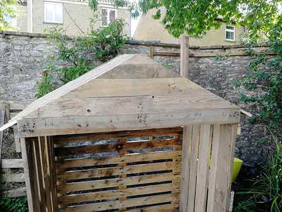 Roof gap fully filled with slats cut to size