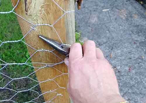 Trimming off chicken wire
