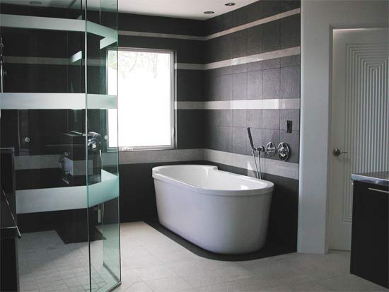 Black and white themed bathroom