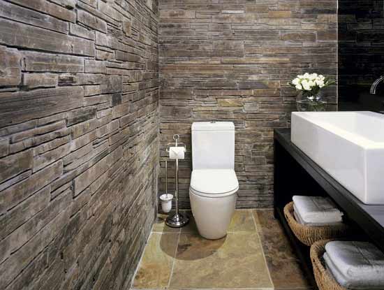 Rustic and natural tiled bathroom