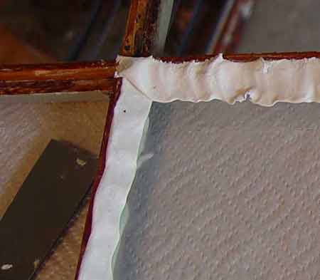 Glazing putty applied around rabbet groove of window