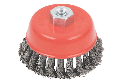 Wire brush wheel for an angle grinder