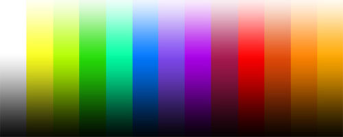 Basic colour chart including black and white