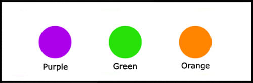 Purple, green orange secondary colours