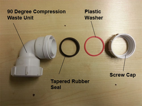 Parts of a plastic compression waste connector