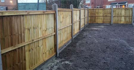 Fencing run using concrete fence posts