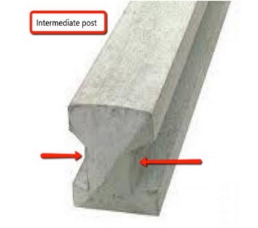 Intermediate concrete fence post