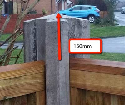 Heigh of post above fence panel