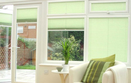 Venetian blinds installed in a conservatory