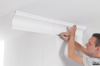 Measuring coving for a left hand external mitre