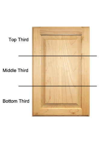 Cupboard door divided into thirds